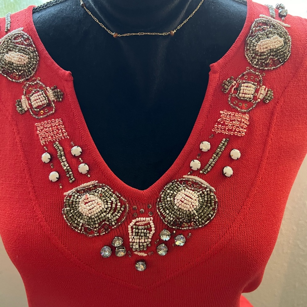 Red beaded shell M - Picture 2 of 6
